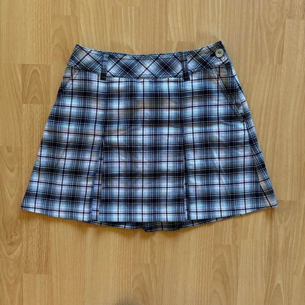 Vintage viva heart replie plaid mini skirt